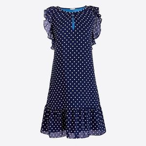 J. Crew Factory Flutter Dress in Navy Cream Dot